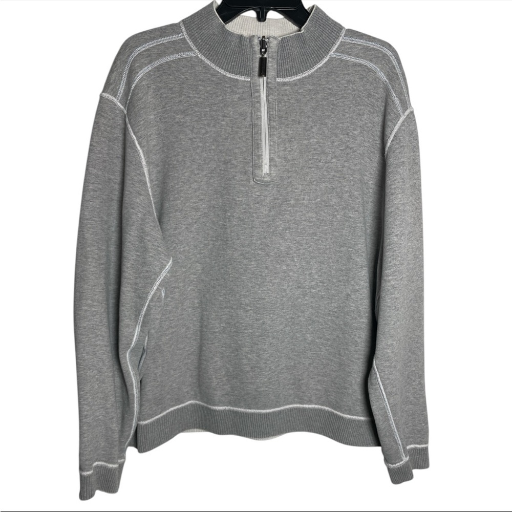 Tommy Bahama Flip Coast Men’s Half-Zip Reversible Sweatshirt Grey Large